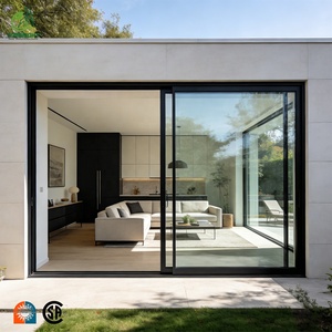 باب منزلق زجاجي مزدوج من الألمنيوم الأسود الحديث من توببرايت، مقاوم للأعاصير وعازل للحرارة، مناسب للمستشفيات والفنادق - Product Image 1