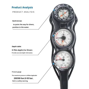 Tauch anzeige Combo Tiefen druck Kompass anzeige Unterwasser tauch ausrüstung Scba Red Liquid Wrist und Three Tank <span class=keywords><strong>Tester</strong></span> - Product Image 2