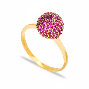 Bola redonda diseño rubí circón piedra elegante plata racimo anillo venta al por Mayor turco 925 joyería de plata esterlina - Product Image 2