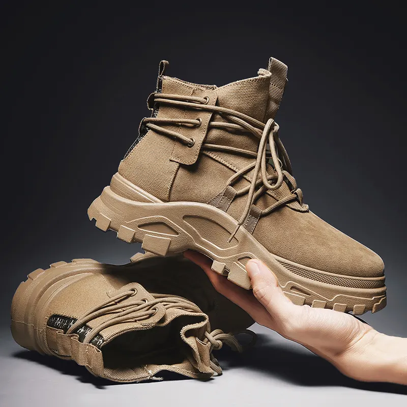 CZ9228a yeni stil ucuz erkek tıknaz ayakkabı yarım çizmeler platformu erkek ayakkabısı kış çöl botu dantel-up ayakkabı botları erkekler için