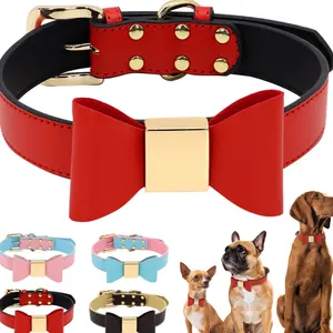 PU Leder-Hundehalsband sanfte Herren-Bogen Haustier-Halsband Halsketten niedliche Bowknot-Hundezubehör-Halsbänder für kleine mittlere Hunde Katzen