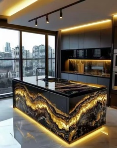 Marbre Doré Cosmique Naturel Noir aux Veines Dorées Éblouissantes pour Murs <span class=keywords><strong>D</strong></span>écoratifs Modernes de Luxe, Cuisines Extérieures Commerciales Haut de Gamme et Villas - Product Image 4