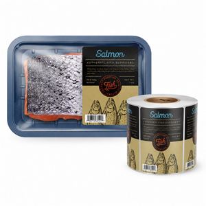 Salmon Packaging Labels Roll Rectangular Self-Adhesive Waterproof Heat-Resistant Eco-Friendly Paper Offset Printed Barcode <b>for</b> - Product Image 1