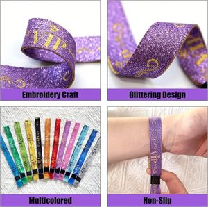 Bracelets en tissu tissé avec fil doré OEM - Bracelets promotionnels durables et ajustables pour les concerts - Product Image 5