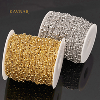 KAVNAR Vente en gros Chaîne à billes plaquée or 18 carats en acier inoxydable avec maillons en O pour la fabrication de bijoux DIY Collier