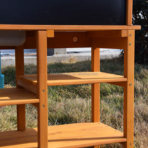 Ensemble de cuisine de jeu d'extérieur en bois pour enfants avec tableau noir et étagère de rangement, idéal pour le jardin - Vente en gros - Product Image 2
