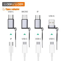 Adaptador USB-C a USB con Salida CC de 3A, Carga Rápida OTG, Transferencia de Datos USB 2.0, Aleación de Aluminio, Certificación CE, ROHS, FCC, Móvil