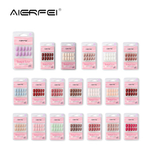 AIERFEI 30 pièces <span class=keywords><strong>lilas</strong></span> violet ovale faux ongles doux violet clair couleur unie <span class=keywords><strong>Gel</strong></span> doux presse sur les ongles en gros pour le commerce de détail - Product Image 6