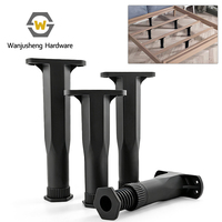 Pieds de support réglables en hauteur en plastique noir pour lattes de lit, meubles TV, tables basses, bureaux – Colonnes de support fixes