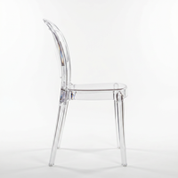 Chaise transparente moderne sans accoudoirs avec protection UV pour location événementielle de luxe (mariages, fêtes)