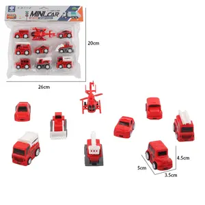 Car Carrier Truck and plastic Toy Set Vehicle Toys Push And Go fire truck toy friction For Toddler 9pcs