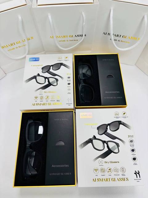 AIMB-G1 Smart Glasses AI Assistant & Translation Voice Touch 500W/800W Wireless Charging Speaker 1080P IPX-5 Waterproof Phone