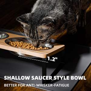 Ciotole per gatti in acciaio inossidabile Premium con 15 supporti inclinati per baffo portatile Anti-vomito piatti sollevati per acqua alimentare - Product Image 5