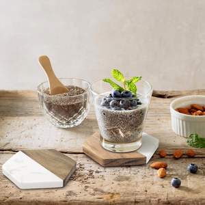 Wholesale Bulk <b>Black</b> Acacia and Marble Hexagonal <b>Coasters</b> Perfect for Retailers and Event Planners - Product Image 3