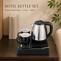 Ensemble bouilloire électrique en acier inoxydable SUS304 pour hôtel, 1,2 L, avec tiroir de rangement intégré et arrêt automatique