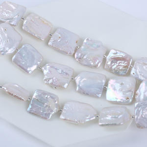 Perles d'eau douce baroques carrées Zhuji Pearl 18-20 mm, blanches naturelles, perles en vrac pour la fabrication de bijoux DIY - Product Image 5