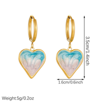 RINHOO Boucles d'oreilles pendantes en acier inoxydable plaqué or 18 carats avec émail INS, motif cœur, fleur, poisson, pour femme, tendance