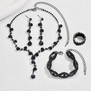 義烏で最も売れている、流行のプロム向け究極のラグジュアリー、フルダイヤモンドの女性用ファッションジュエリー、ペンダントネックレス、ブレスレット、イヤリングのセット - Product Image 3