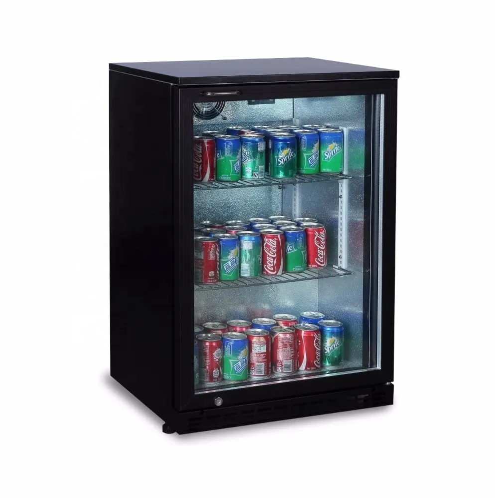Pendingin Kulkas Minuman dengan Kapasitas 126 Kaleng-Kulkas Bir Bar Mini dengan Engsel Kanan Pintu Kaca/Pendingin Bar Belakang