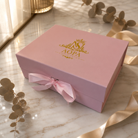 Boîtes rigides pliables à fermeture magnétique en papier d'art de luxe avec ruban, logo personnalisé, estampage à chaud doré pour emballage cadeau artisanal