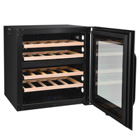 Cave à vin à porte en verre VI30D Alimentation directe d'usine Cave à vin murale encastrée électrique à double zone entièrement intégrée Noir