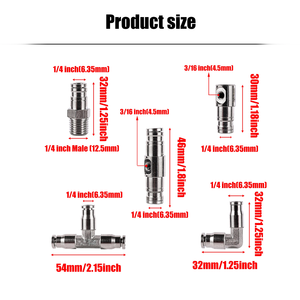 1/4 Inch Pneumatic Fittings OD 6.35mm Tube Metal Quick Connect High Pressure Air <strong>Hose</strong> Connector Push in Fitting