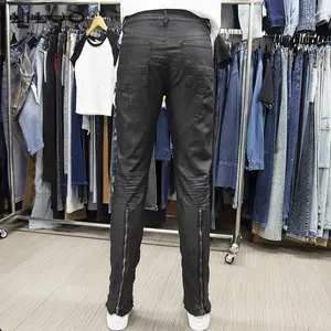 Manufacturer Oem Vintage Men's Slim Fit Jeans Straight Casual Quality Cotton Waxed Denim Pants Jeans