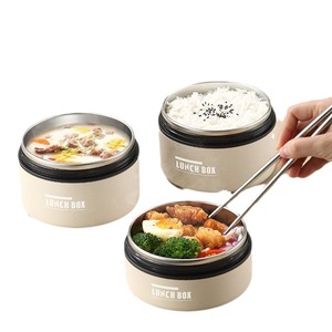 Lunch <b>Box</b> Bag Multi Layer Insulated Stainless Steel Bento <b>Box</b> For Office Workers Microwave Safe Cylinder Shape - Product Image 5