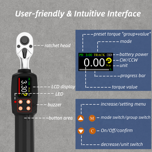 Llave Dinamométrica Digital de Alta Precisión para Motocicleta, 1/4 ", 0.6-12 Nm y 5.31-106.21 in.lb, Precisión del 2%, con Zumbador y Pantalla LED - Product Image 4