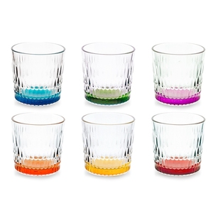 Set di 6 bicchieri da cocktail con fondo colorato, bicchieri arcobaleno per bevande - Product Image 1
