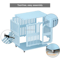 Cage pour chien multifonctionnelle sur roulettes, meuble de rangement pour animaux de compagnie d'intérieur avec plateau supérieur et plateau inférieur, vente en gros, OEM