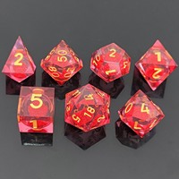 Ensemble de dés RPG à noyau de sable mouvant rouge et rose clignotant, dés polyédriques en résine, accessoire de jeu de rôle