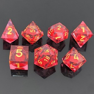 <span class=keywords><strong>Juego</strong></span> de Dados RPG de Resina Poliédrica con Núcleo de Arena Movediza Roja y Rosa Brillante, Accesorio para Juegos de Rol - Product Image 6