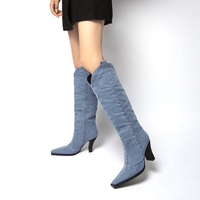 Bottes de cowboy pour femme, chaussures Sexy de styliste, longues, à hauteur des genoux, pour l'hiver