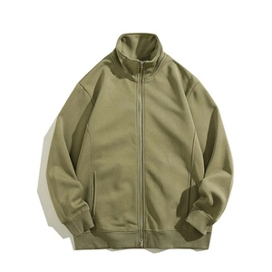 Veste en coton brodée sportive d'automne pour l'extérieur, entièrement zippée, avec logo personnalisé, double face, col montant et fermeture éclair - Product Image 1