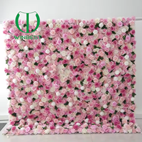 Panel latar belakang bunga dinding kain buatan 3D 5D mawar hydrangea grosir untuk dekorasi pesta pernikahan, photo booth, dan taman