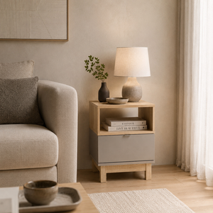 โต๊ะข้างโซฟาไม้โอ๊คโซโนมาสีเงินสไตล์โมเดิร์นสำหรับห้องนั่งเล่น - Product Image 4