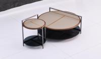 Unidad de mesa de centro de sala de estar de acero inoxidable de cuero de silla de montar de lujo minimalista moderno