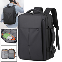 Sac à dos pour ordinateur portable de grande capacité pour hommes, avec logo personnalisé, port de charge USB, étanche, extensible, pour les voyages d'affaires et les trajets quotidiens
