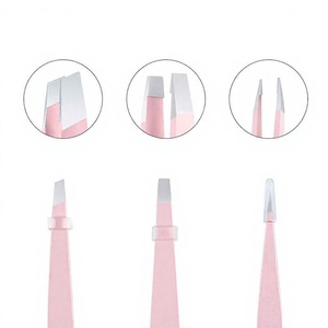 Pince à épiler à pointe fine en acier inoxydable de haute qualité, durable et moderne, service OEM, logo personnalisé, outil de couleur rose - Product Image 3