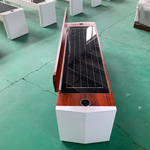 Banc d'extérieur à énergie solaire, structure en bois, design contemporain, mobilier de parc écologique, banc de patio 2 places - Product Image 1