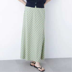 Falda Maxi Fluida <span class=keywords><strong>de</strong></span> Cintura Alta con Estampado a Cuadros, Casual y Elegante, Personalizada por el Fabricante para Mujer - Product Image 1