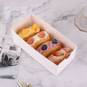 Kotak Kue Pastry dengan Jendela Yang Jelas untuk Donat Makanan Penutup Kue Pie Kotak Kemasan Makanan Kotak Cupcake Kertas Kraft Putih