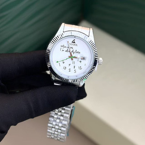 Reloj de diseño de lujo para hombre, reloj automático con esfera blanca, bisel estriado, acero inoxidable, cristal de zafiro, reloj de pulsera de negocios - Product Image 2