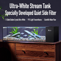 Ensemble complet d'aquarium ultra-blanc avec pompe à oxygène, filtre et design rectangulaire à dos noir