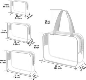 4-Piece <b>Transparent</b> PVC Cosmetic Toiletry <b>Bag</b> Polyester Airport Storage Travel Outdoor <b>Bag</b> Swimming Manufacturer's - Product Image 4