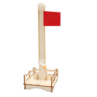 Plataforma elevadora de madera con diseño de bandera roja de dibujos animados, kits de juguetes educativos científicos para niños y estudiantes, ecológicos y de fácil montaje