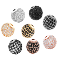 BAOYINGACC Perles rondes en zircone cubique micro-pavé de 10 mm pour la fabrication de bijoux, bracelet, accessoires en gros