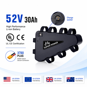 Batería de Litio Triangular para Bicicleta Eléctrica, 52V 30Ah, IP66 Impermeable, BMS de 50A, Cargador de 4A, 2000W de Alta Potencia, para Motocicleta con Descarga 3C - Product Image 1
