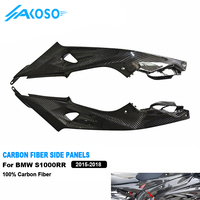 AKOSO Kit de carénage de panneau de plaque latérale de réservoir de carburant de moto en fibre de carbone sèche Twill Wave pour BMW S1000RR 2015-2018